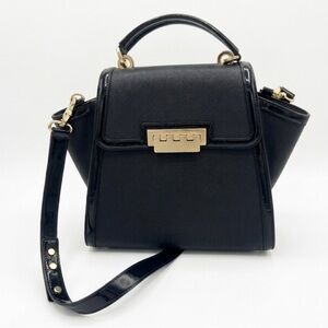 ZAC Zac Posen Large Eartha Iconic Satchel - Black Saffiano & Patent Leather EUC!